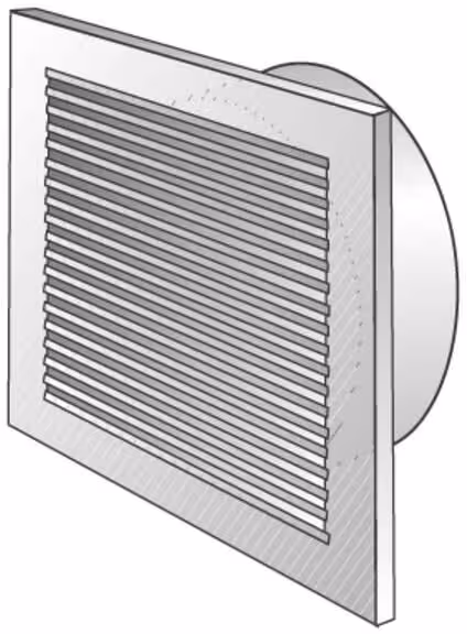 Grille de ventilation Helios L-G 150, avec manchon de raccordement, DN 150, blanc