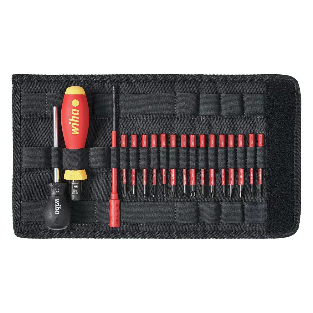 Set de tournevis sans fil Wiha TorqueVario®-S électriques 0,8-5,0 Nm mixtes 19 pièces avec limiteur de couple réglable incl. étui pliable (36791)