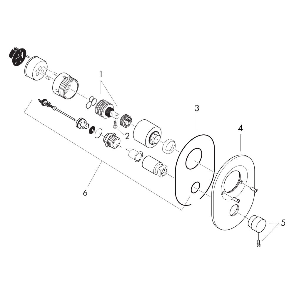 Kit de conversion Hansgrohe de cartouche à bille vers cartouche M3 chromée pour mitigeur de baignoire encastré, interrupteur de débit 80 mm