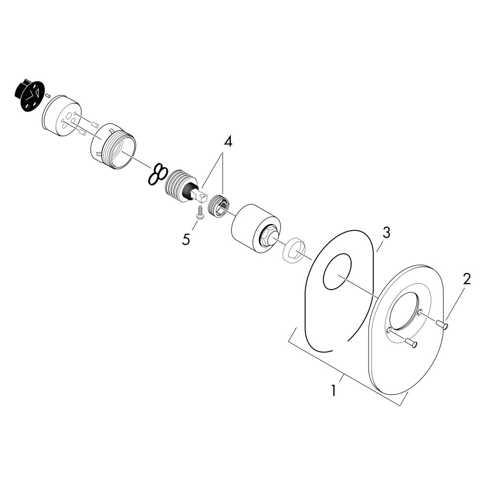 Kit de conversion Hansgrohe de cartouche à bille vers cartouche M3 pour mitigeurs de douche encastrés, finition Edelstahl Optic, 96384800