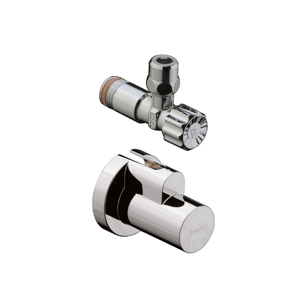 Vanne d'arrêt en angle Hansgrohe, sortie Schuber G 3/8", finition Nickel brossé