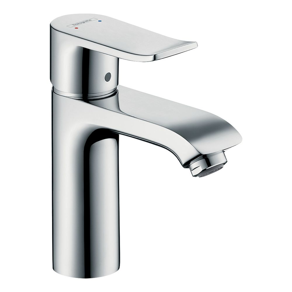 Mitigeur monocommande Hansgrohe Metris pour lavabo 110 mm, débit 5 l/min pour chauffe-eau basse pression/ouverts avec garniture à tirette, chromé
