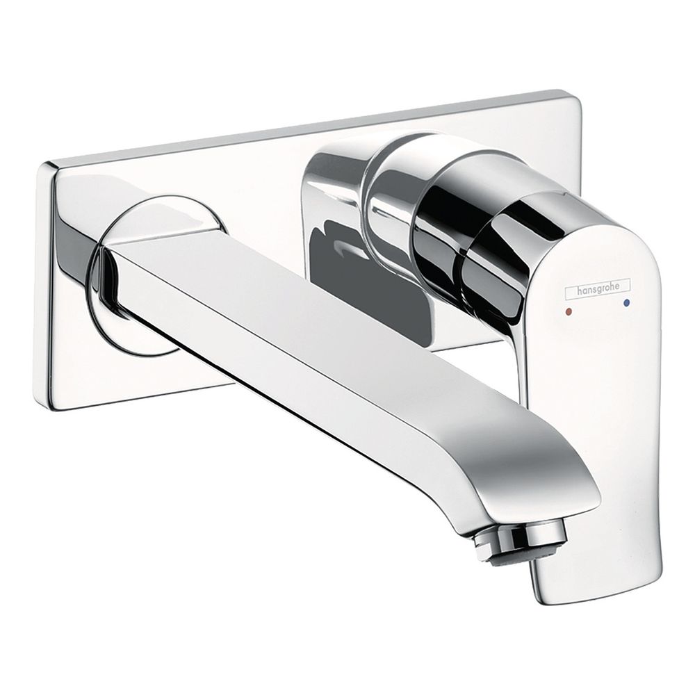 Mitigeur monocommande Hansgrohe Metris pour lavabo encastré, 5 l/min, chromé, bec 225 mm, pour montage mural