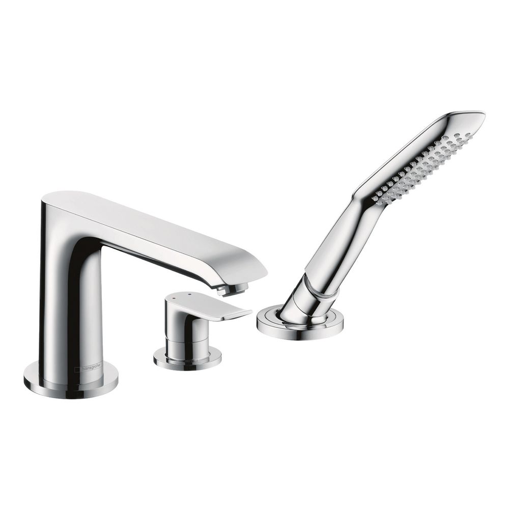 Hansgrohe Metris Kit complet mitigeur 3 trous pour baignoire, montage sur bord de baignoire, chromé