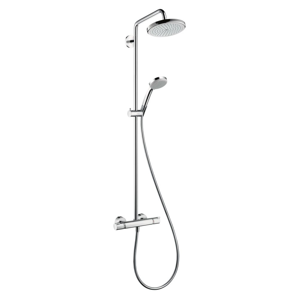 Hansgrohe Croma Showerpipe 220 mm 1 jet 9 l/min EcoSmart avec thermostat, chromé