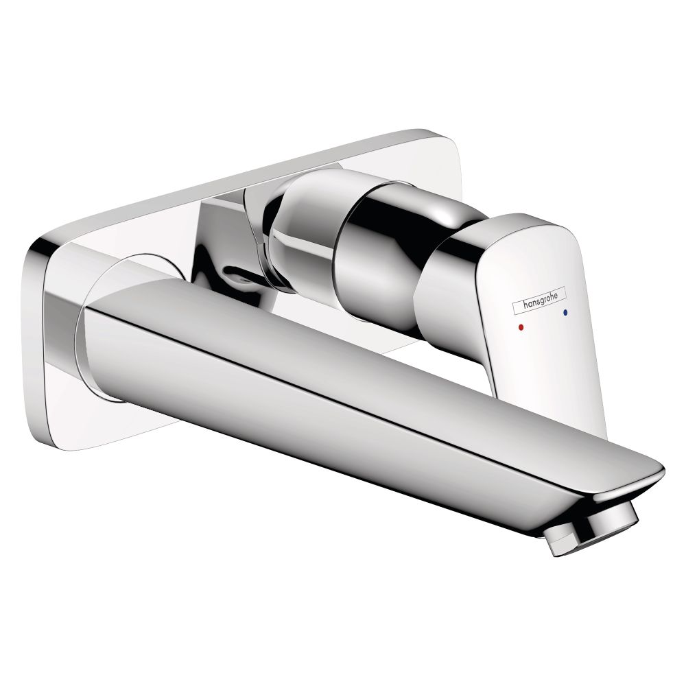 Hansgrohe Mitigeur monocommande Logis pour lavabo encastré, 5 l/min, chromé, bec de 195 mm pour montage mural