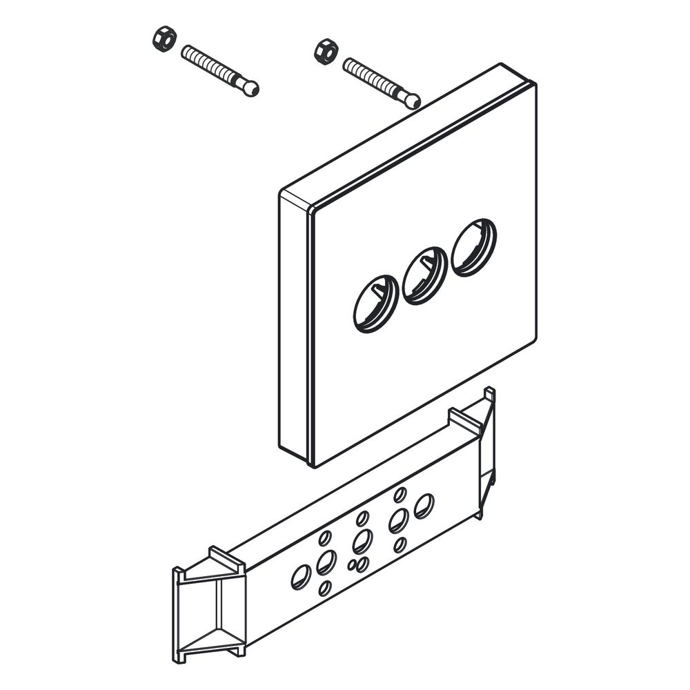 Rosette Hansgrohe 155x155 mm pour Shower Select verre thermostat encastré 3 consommateurs, blanc/chromé, 92624400