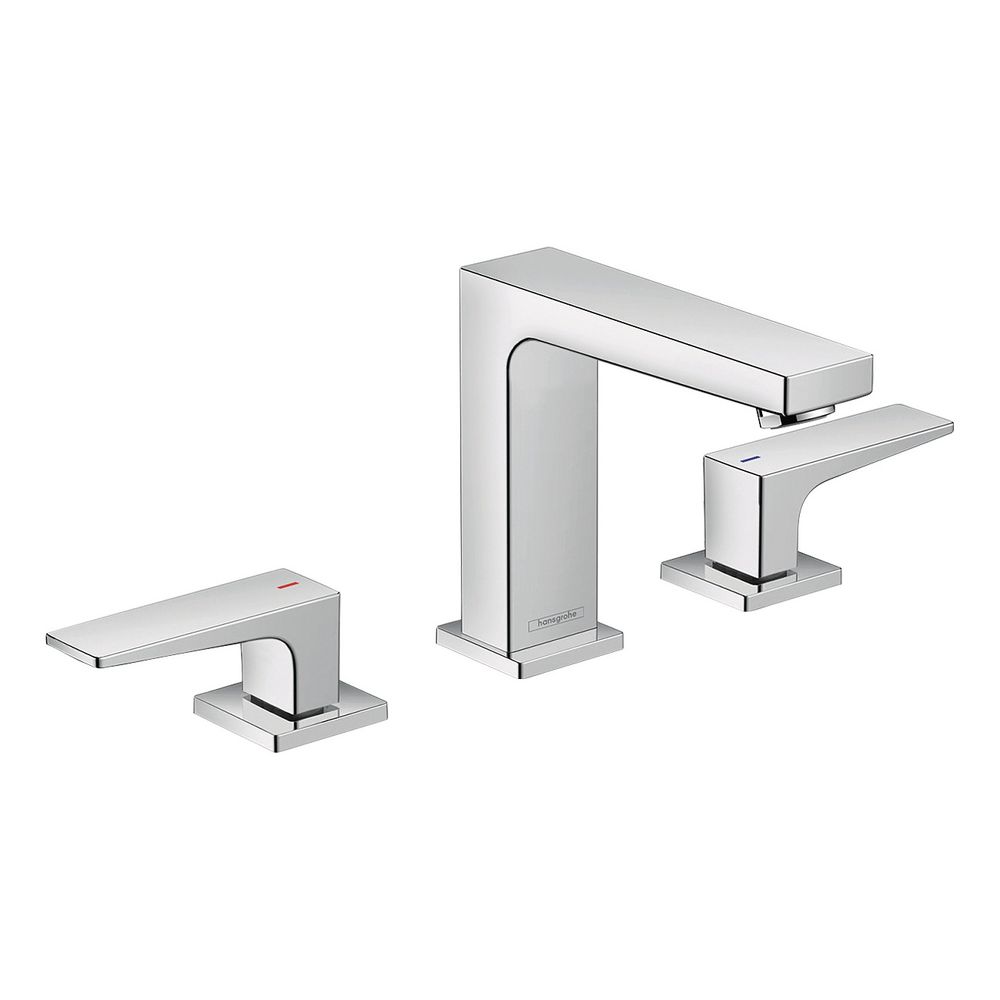 Robinetterie de lavabo 3 trous Hansgrohe Metropol 110 mm, 5 l/min, bec verseur, évacuation push-open, chromé