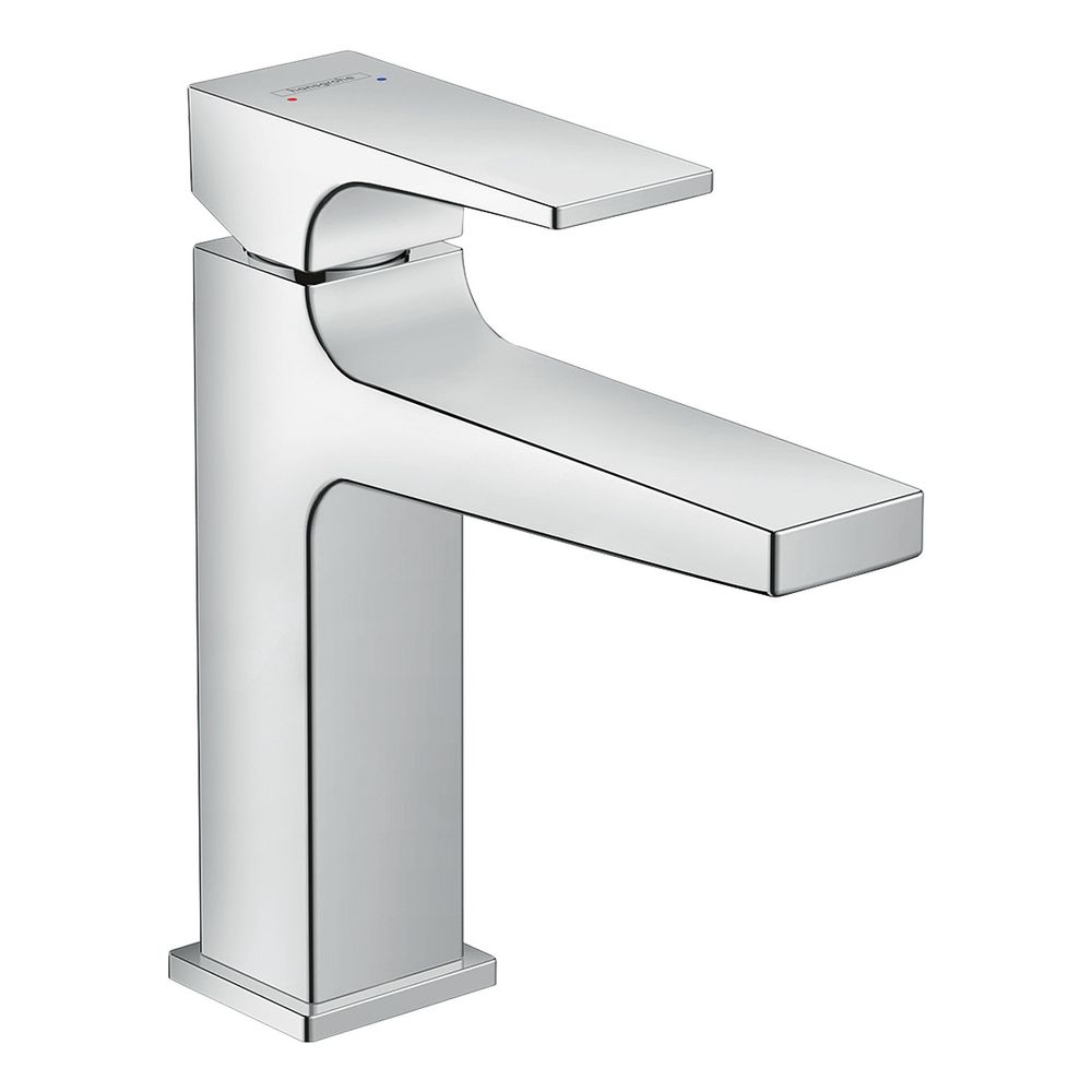 Hansgrohe Mitigeur monocommande pour lavabo Metropol 110 mm, 5 l/min, poignée à levier, garniture d'évacuation à tige de traction, chrome