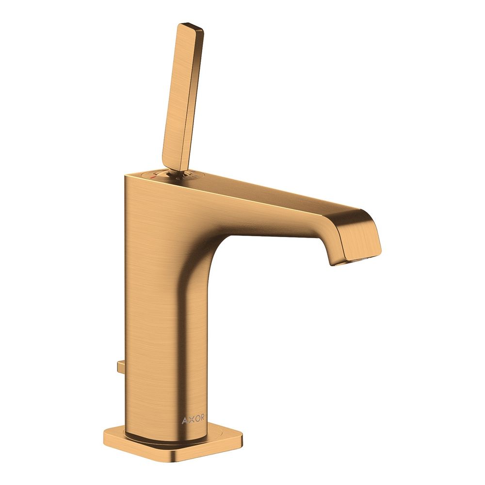 Mitigeur monocommande AXOR Citterio E pour lavabo Hansgrohe 130 mm, bec à goupille, garniture d'évacuation à tige, Optique Or brossé