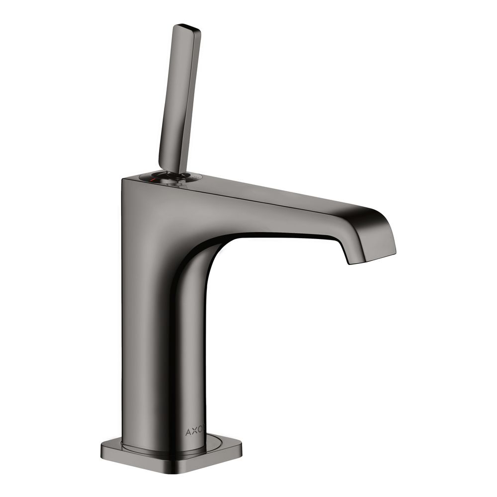 Mitigeur monocommande AXOR Citterio E pour lavabo Hansgrohe 130 mm, bec à goupille, garniture d'évacuation, Chrome noir poli