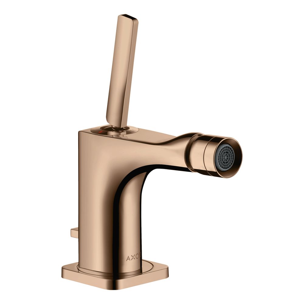 Robinetterie Hansgrohe AXOR Bidet monocommande Citterio E, bec verseur à bille, vidage à tige, Or Rouge poli