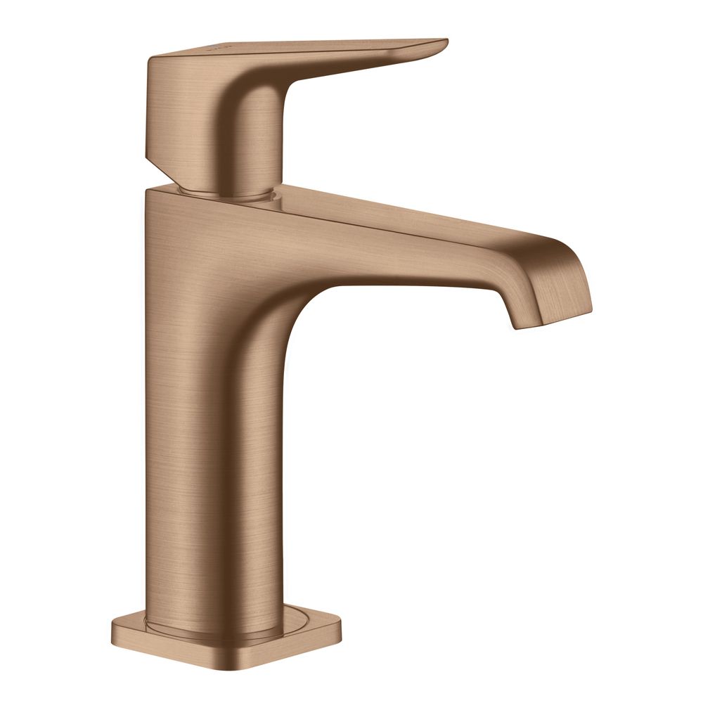 Robinet mitigeur monocommande AXOR Citterio E pour lavabo, 130 mm, poignée levier, garniture d'évacuation, Red Gold brossé