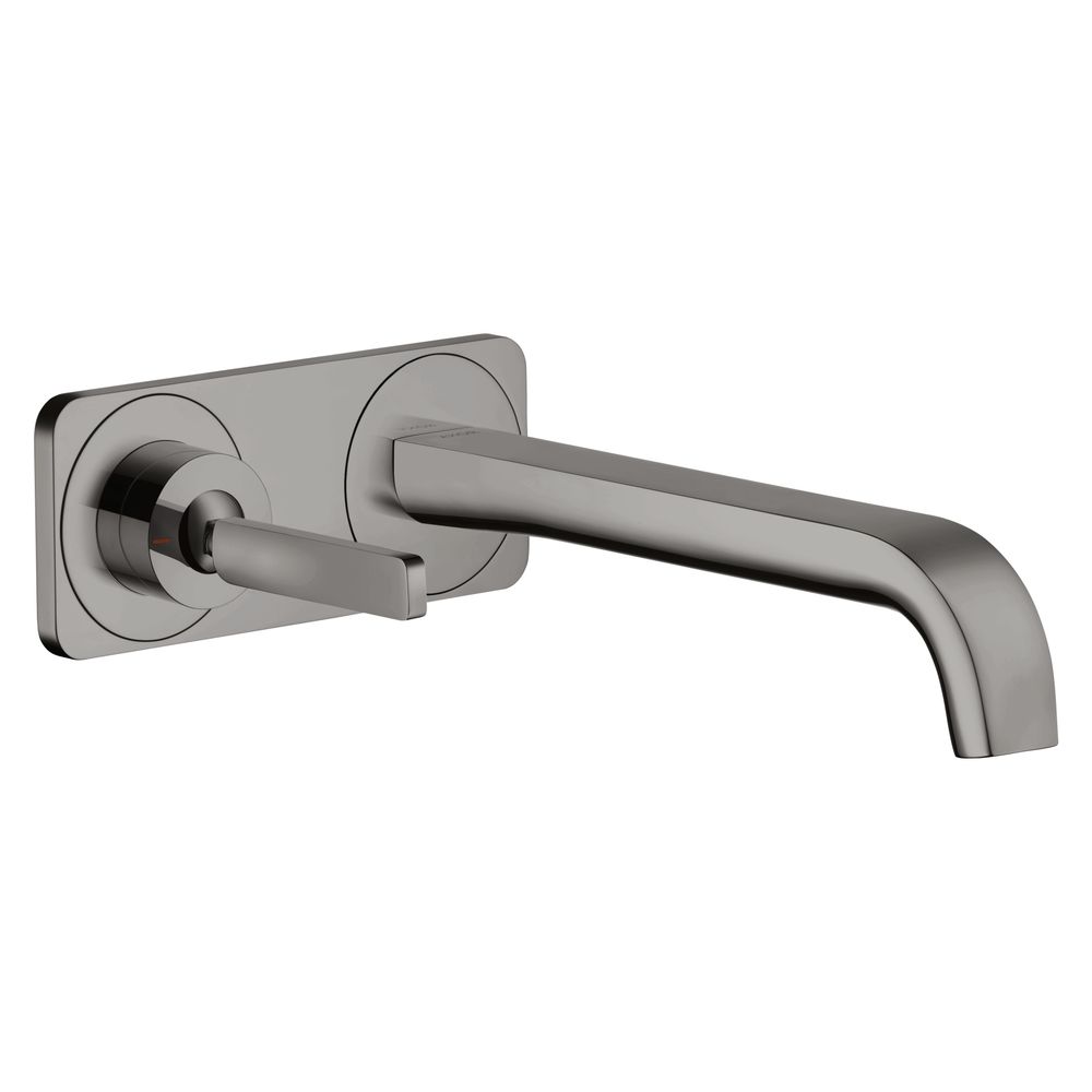 Hansgrohe AXOR Citterio E Mitigeur monocommande pour lavabo UP, poignée Pin, bec 221 mm, montage mural, Chrome noir poli