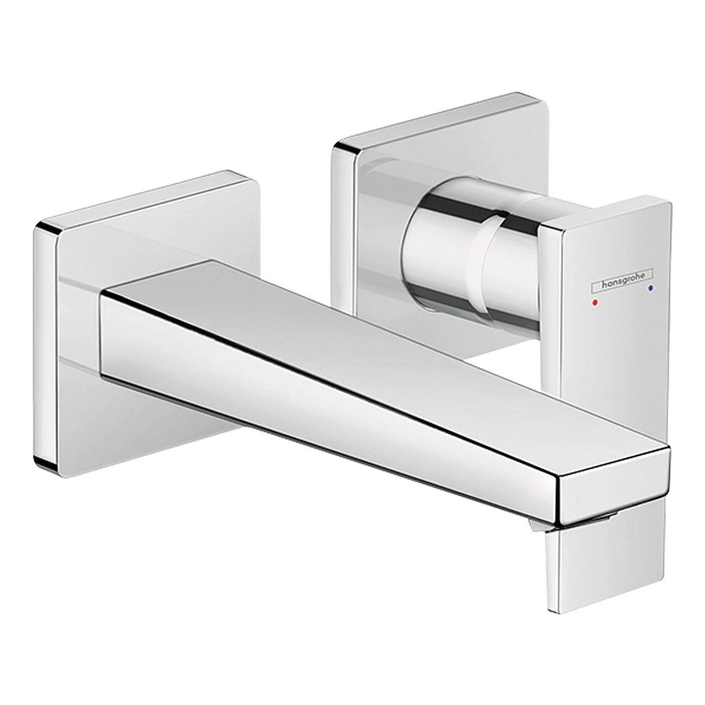 Mitigeur monocommande Hansgrohe Metropol pour lavabo encastré, 5 l/min, pour montage mural, poignée à levier, bec 16,5 cm, chromé
