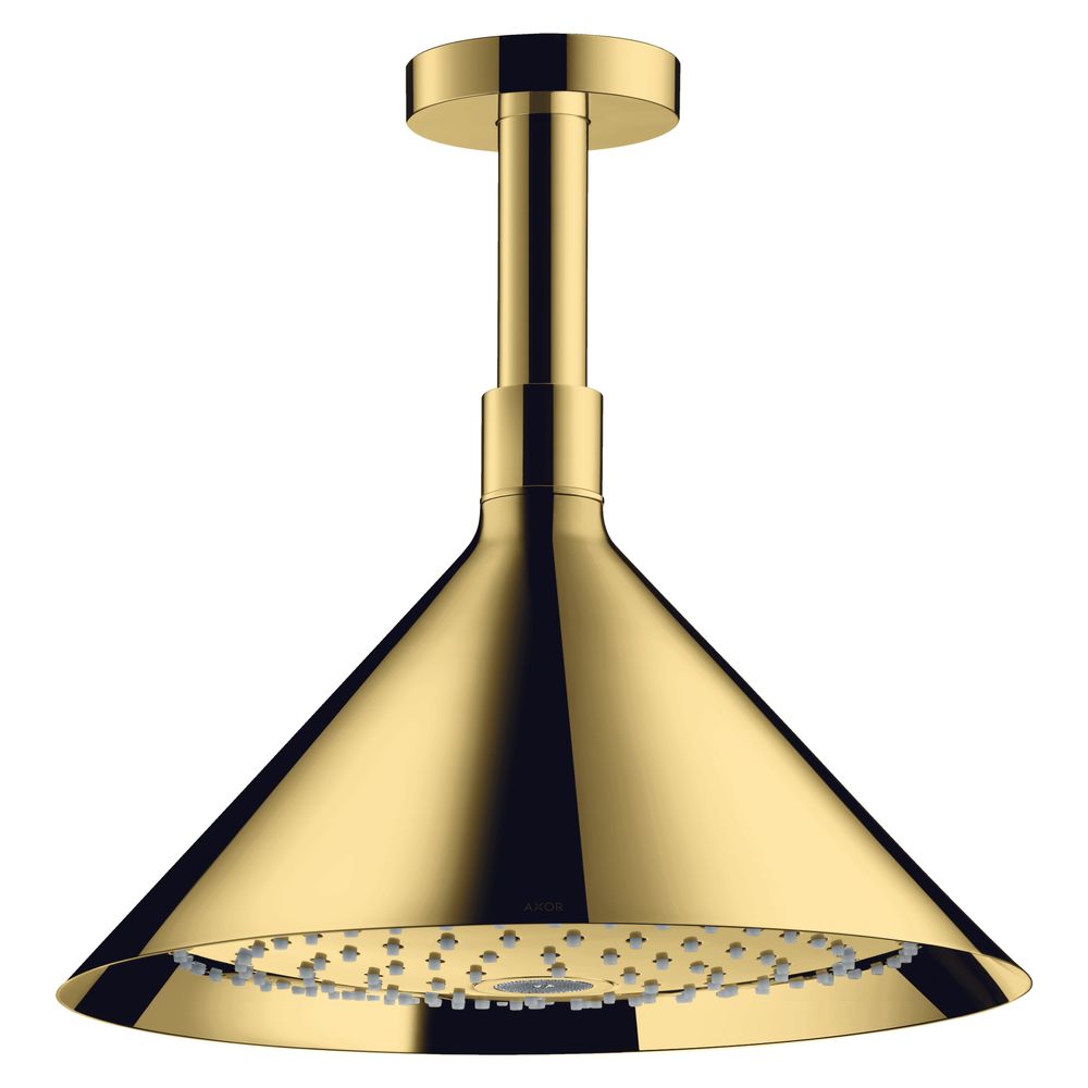 Pommeau de douche Hansgrohe AXOR Showers/Front, 240 mm, 17 l/min, 2 jets, fixation plafond, finition Or poli
