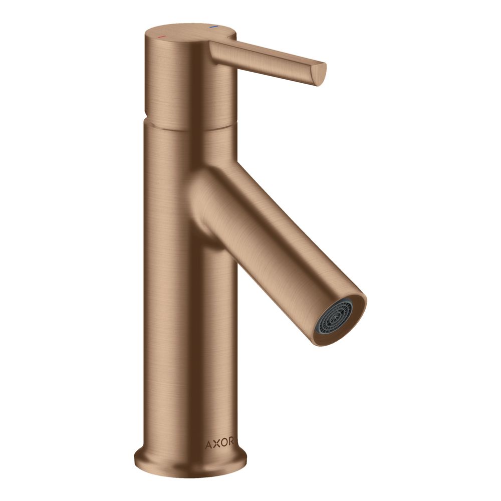 Hansgrohe AXOR Starck Mitigeur monocommande pour lavabo 80 mm, 5 l/min, poignée à levier, vidange par tirette, Brushed Red Gold
