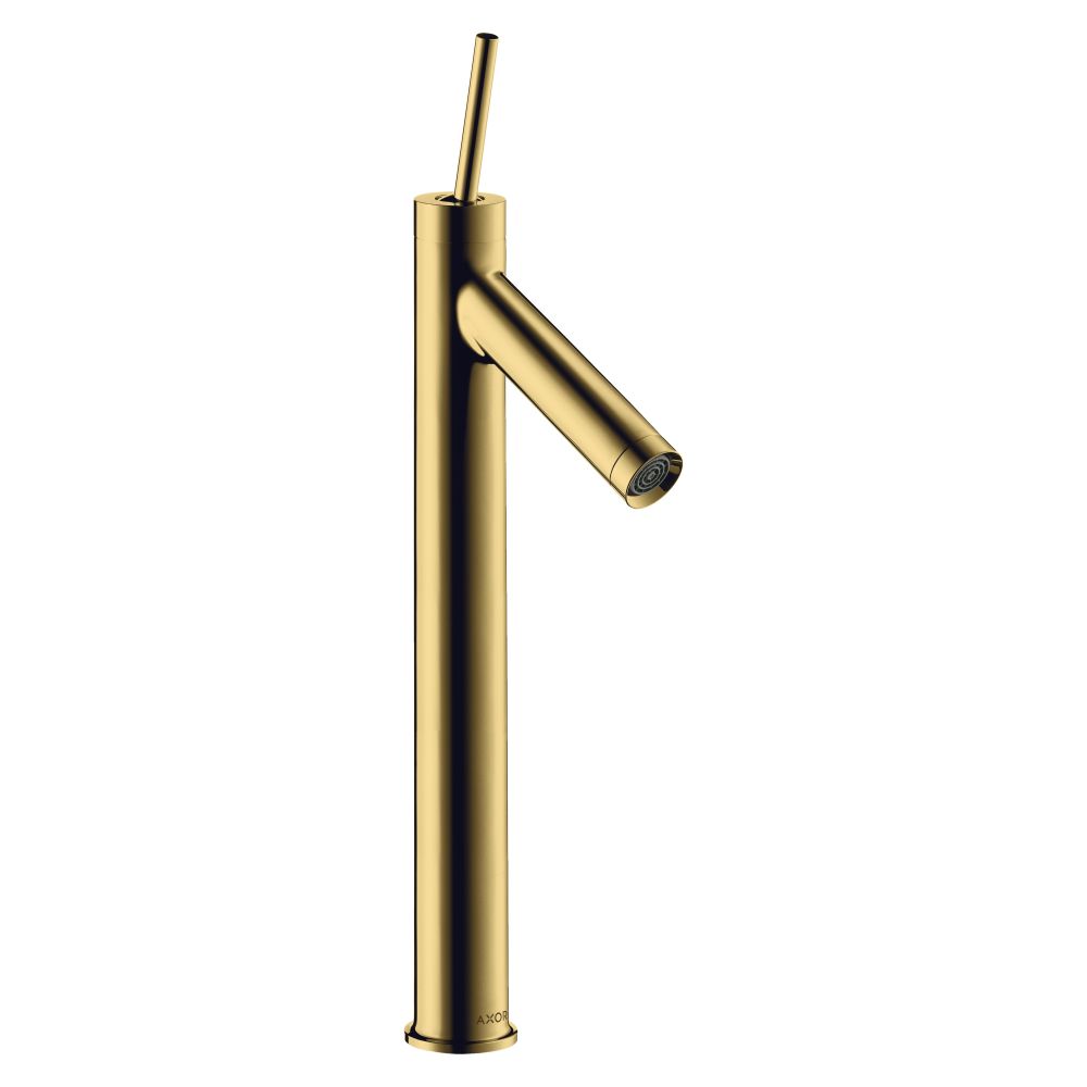 Mitigeur monocommande pour lavabo AXOR Starck Hansgrohe, 250 mm, 5 l/min, poignée Pin, finition Or poli, avec évacuation