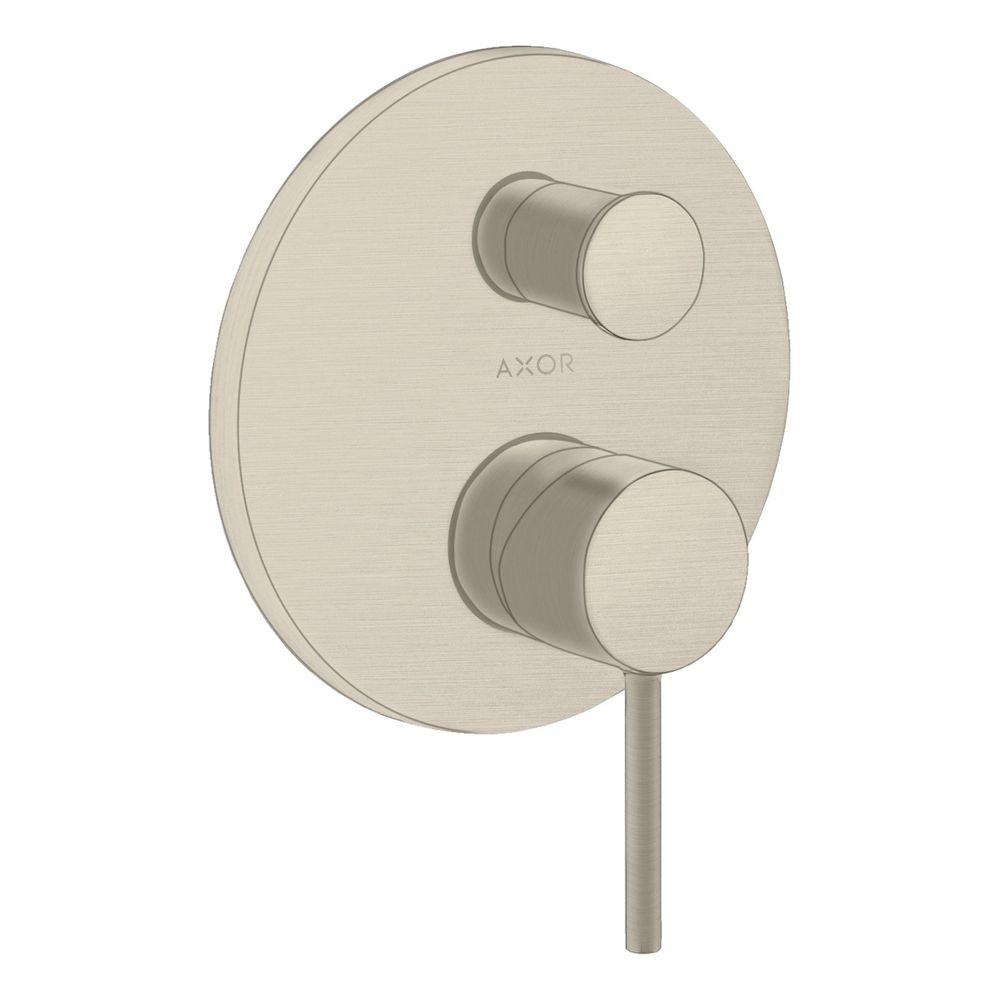 Mitigeur monocommande Hansgrohe AXOR Starck pour baignoire, débit 26 l/min, poignée Pin, finition Brushed Nickel, avec combinaison de sécurité intégrée