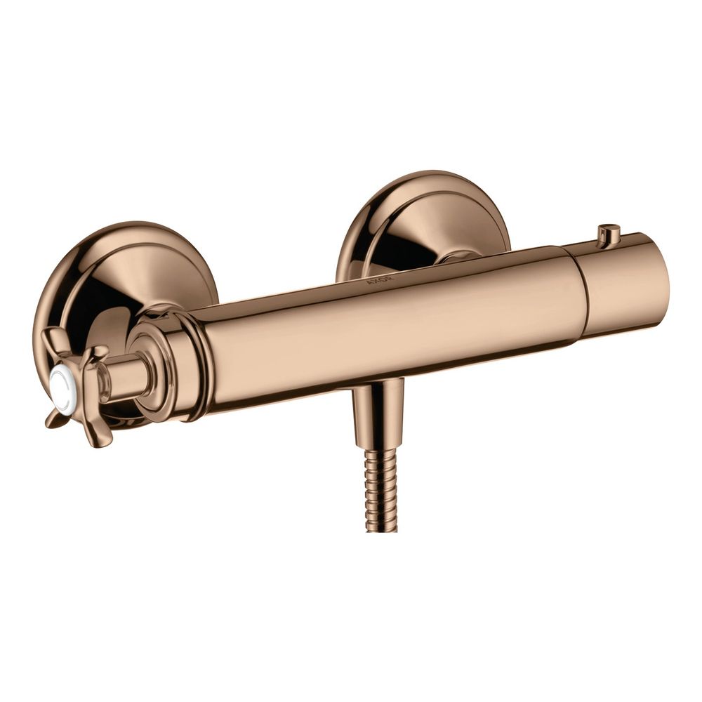 Mitigeur thermostatique Hansgrohe AXOR Montreux pour douche, débit 16 l/min, poignée en croix, Polished Red Gold