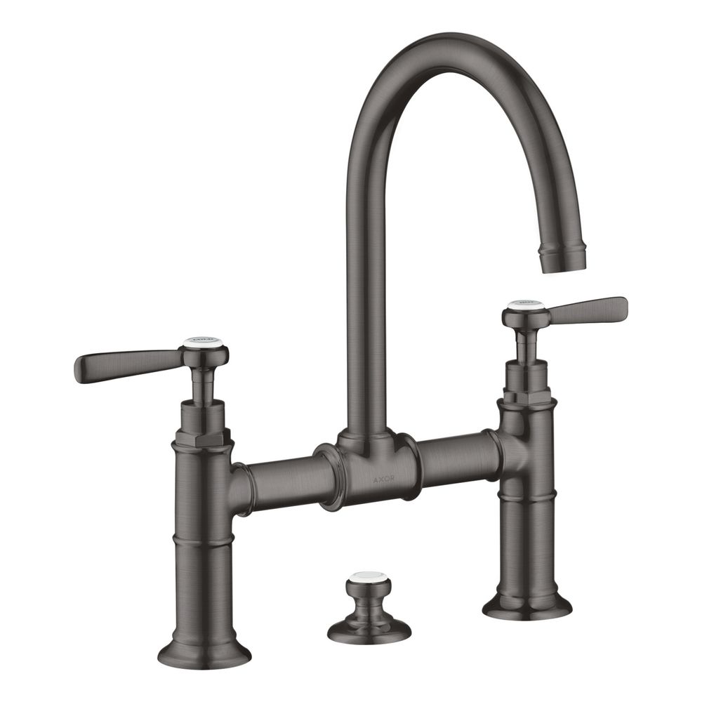 Hansgrohe AXOR Montreux Robinetterie de lavabo 2 poignées 220 mm, 5 l/min, poignées à levier, évacuation à tige de traction, chrome brossé noir