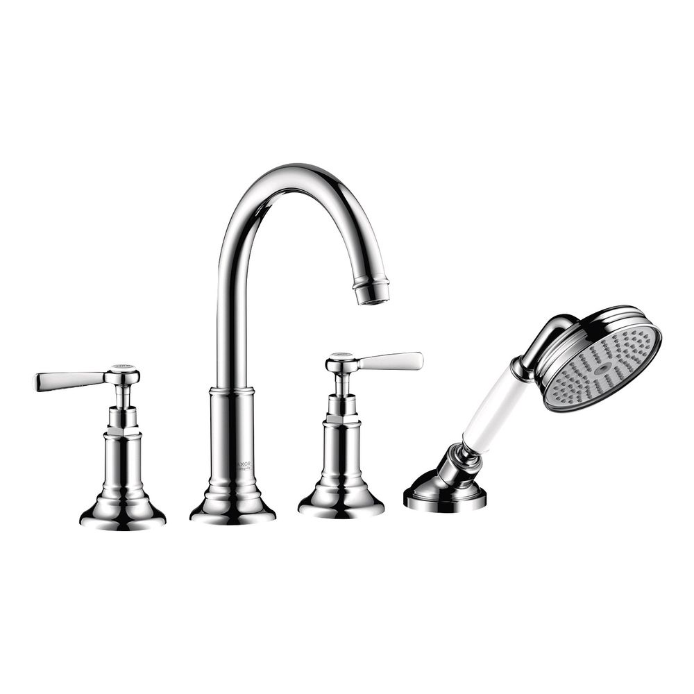 Robinetterie de baignoire AXOR Montreux 4 trous, montage sur rebord, 20,5 l/min, levier, finition Edelstahl Optic