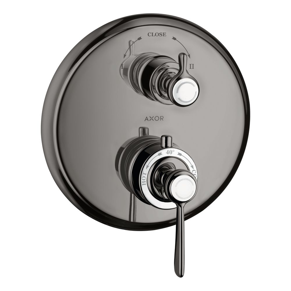 Thermostat encastrable Hansgrohe AXOR Montreux, 29 l/min, levier, vanne de dérivation et de commutation, Chrome noir poli