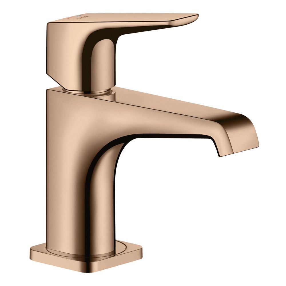 Mélangeur monocommande AXOR Citterio E Hansgrohe 90 mm, levier, garniture d'évacuation pour HWB, Polished Red Gold