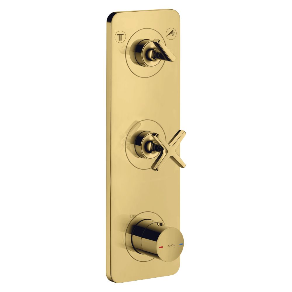 Hansgrohe AXOR Citterio E Module thermostatique encastré 380x120mm, UP, DN 20, pour 2 consommateurs, plaque, finition Or poli