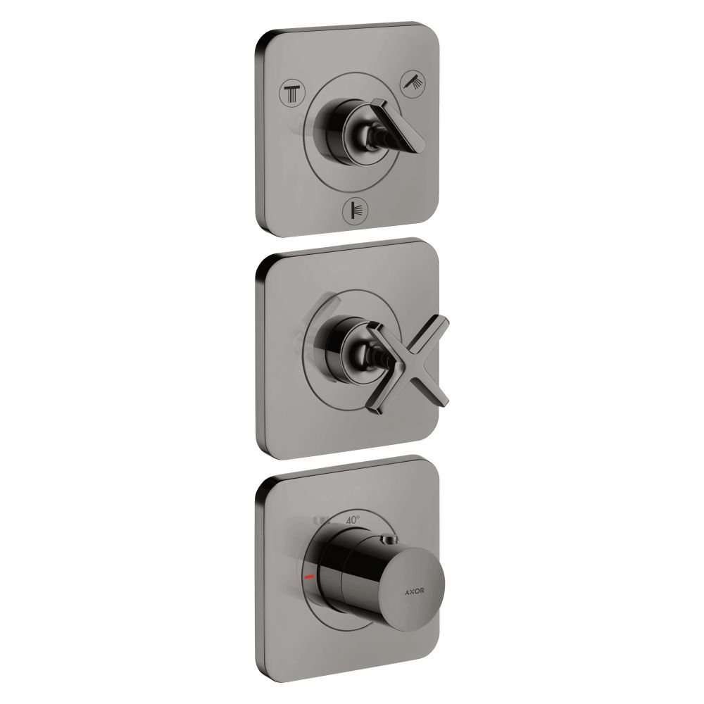 Hansgrohe AXOR Citterio E Module thermostatique 380x120mm, encastré, DN 20, pour 3 utilisateurs, rosaces, Chrome noir poli