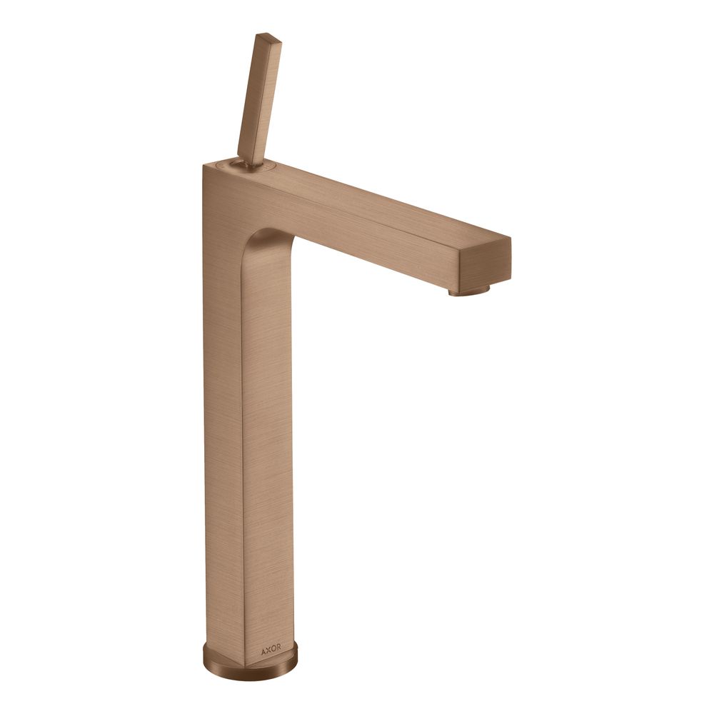 Mitigeur monocommande AXOR Citterio Hansgrohe 280 mm, débit 5 l/min, bec à tige pour AWT, évacuation à tige, finition brossé rouge or
