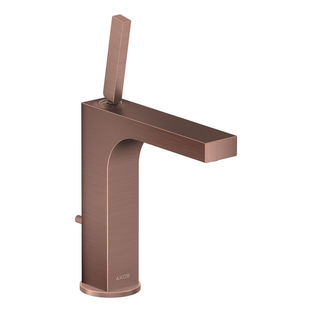 Mélangeur monocommande pour lavabo Hansgrohe AXOR Citterio 160 mm, 5 l/min, poignée Pin, garniture d'évacuation à tige de traction, finition Rouge Or brossé