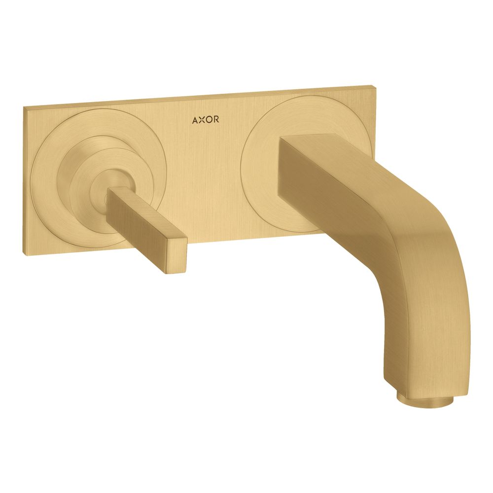 Mélangeur monocommande AXOR Citterio Hansgrohe encastré mural, 5 l/min, bec de 220 mm, plaque, finition Or brossé