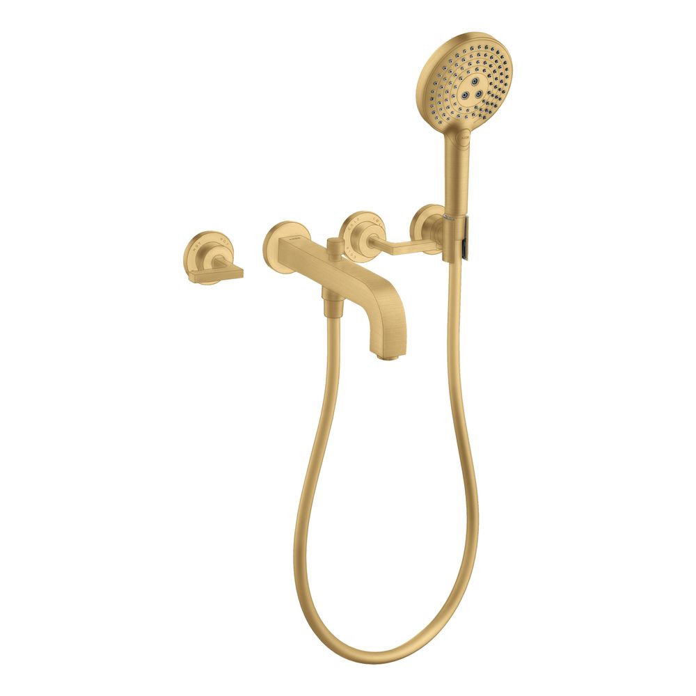 Hansgrohe AXOR Mitigeur de baignoire Citterio 3 trous encastré, pommeau de douche, levier, rosaces, Or brossé