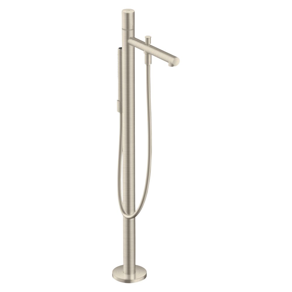 Hansgrohe AXOR Uno mitigeur de baignoire sur pied à levier unique, 18 l/min, poignée Zero, finition Brushed Nickel