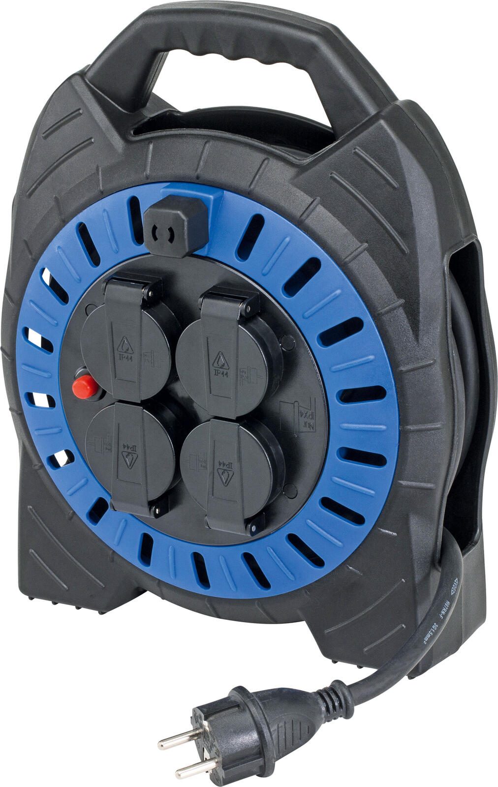 Enrouleur de câble as-Schwabe noir/bleu 15 mètres IP44