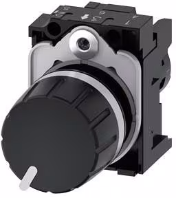 Potentiomètre Siemens 3SU1200-2PS10-1AA0, compact, 22 mm, rond, plastique, noir, 10 kΩ, avec support, raccordement par vis