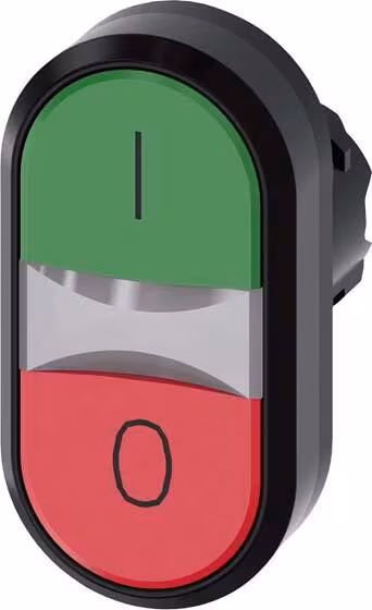 Siemens 3SU1000-3AB42-0AK0 Bouton-poussoir double, 22 mm, rond, plastique, vert : I, rouge : O, boutons plats