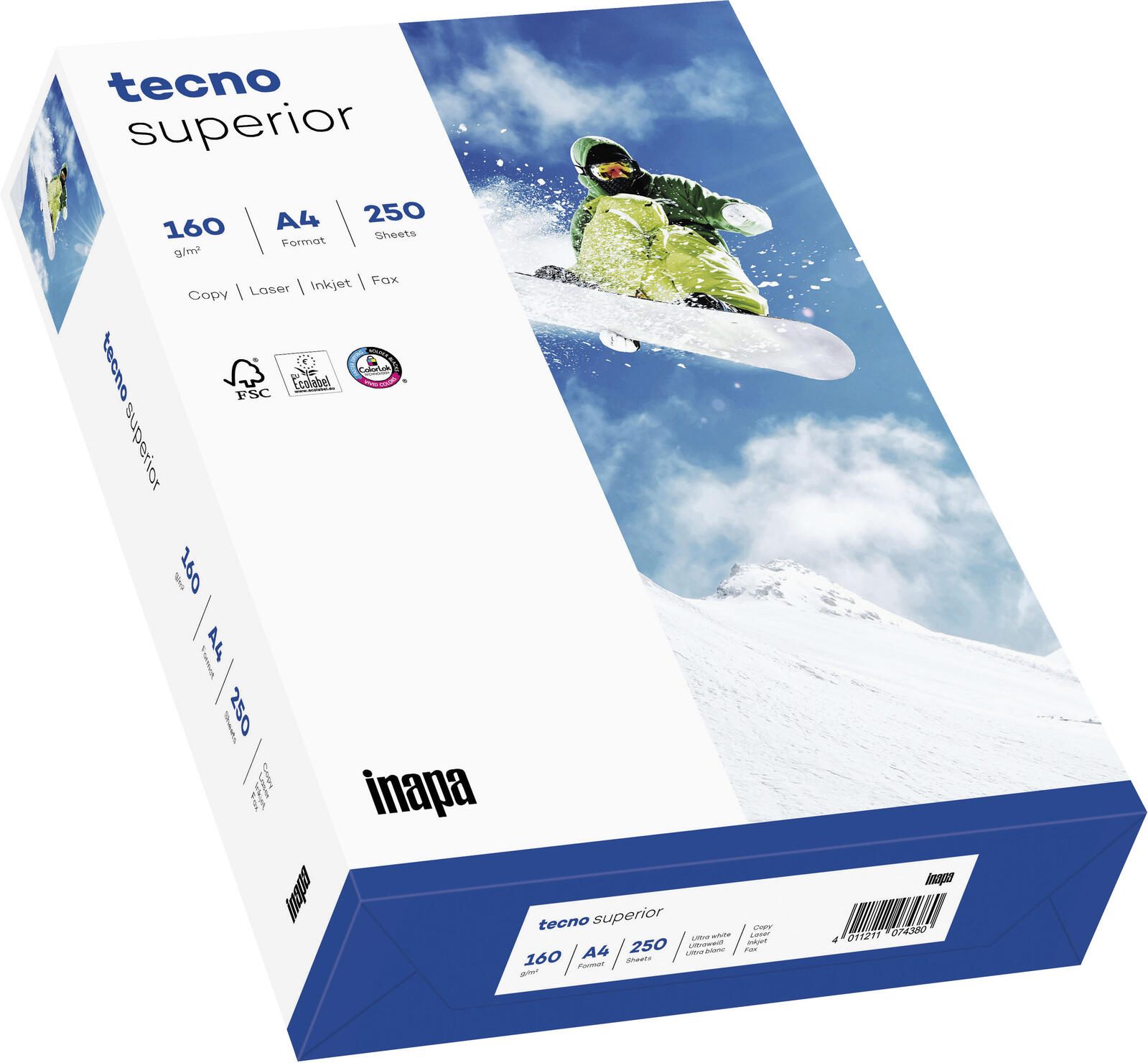 Inapa Tecno Papier copieur Superior 2100011531 A4 160 g - 250 feuilles/pack.