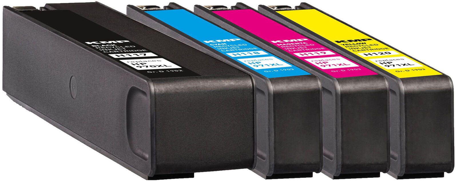 Cartouches d'encre KMP H117V noir, cyan, magenta, jaune compatibles HP 970XL + 971XL (CN625AE/CN626AE/CN627AE/CN628AE), lot de 4