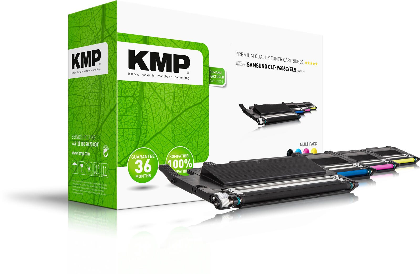 Cartouche de toner KMP SA-T53V noir, cyan, magenta, jaune compatible avec SAMSUNG CLT-P406C (SU375A), lot de 4