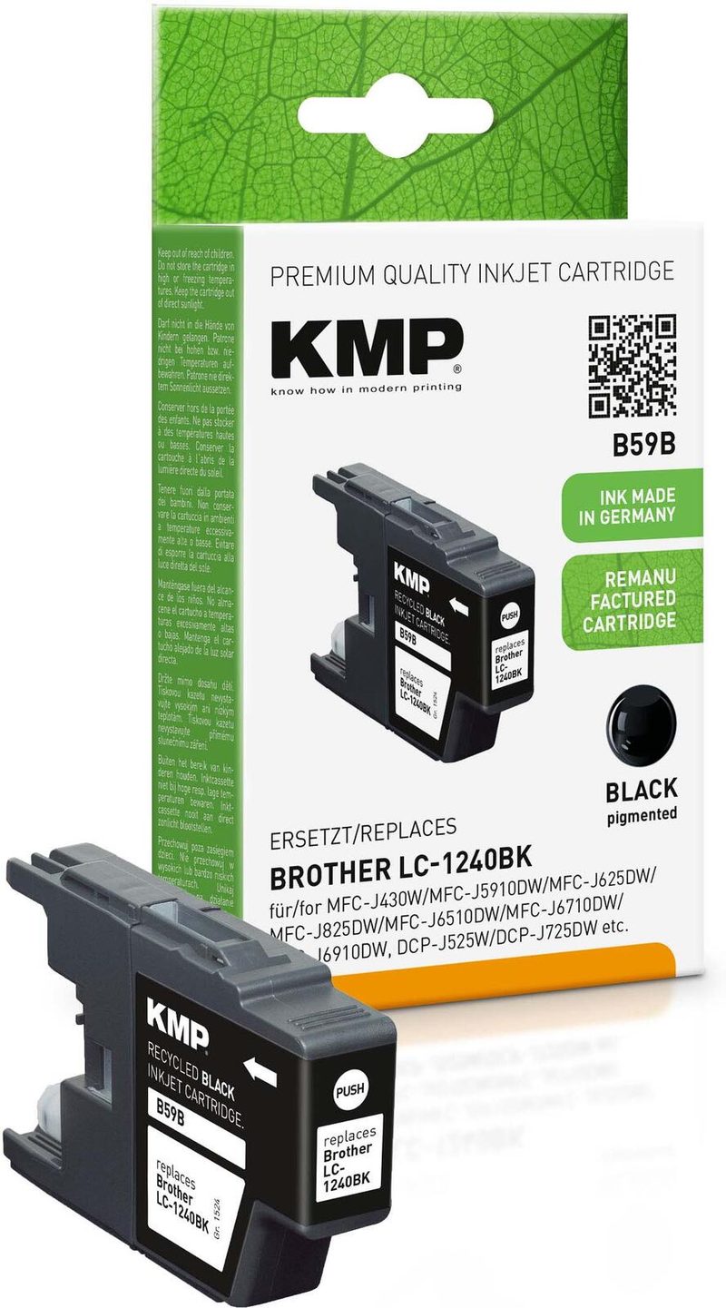 Cartouche d'encre KMP B59B noire compatible Brother LC-1240BK