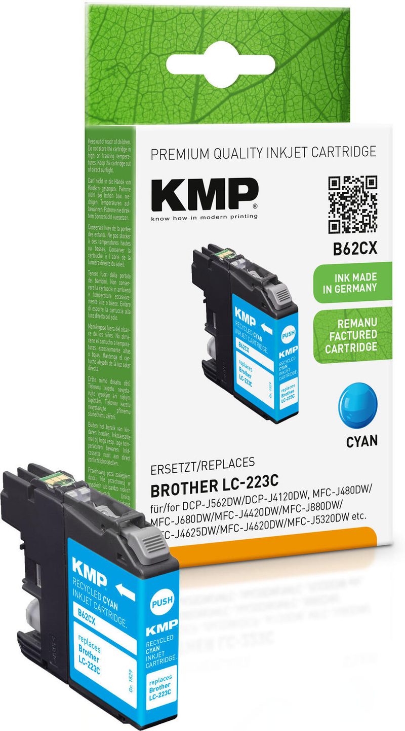Cartouche d'encre KMP B62CX cyan compatible Brother LC-223C