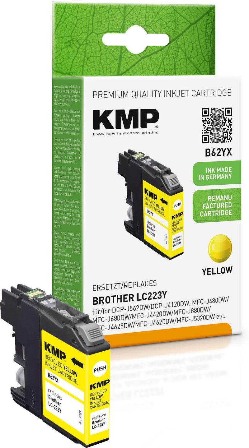 Cartouche d'encre KMP B62YX jaune compatible Brother LC-223Y