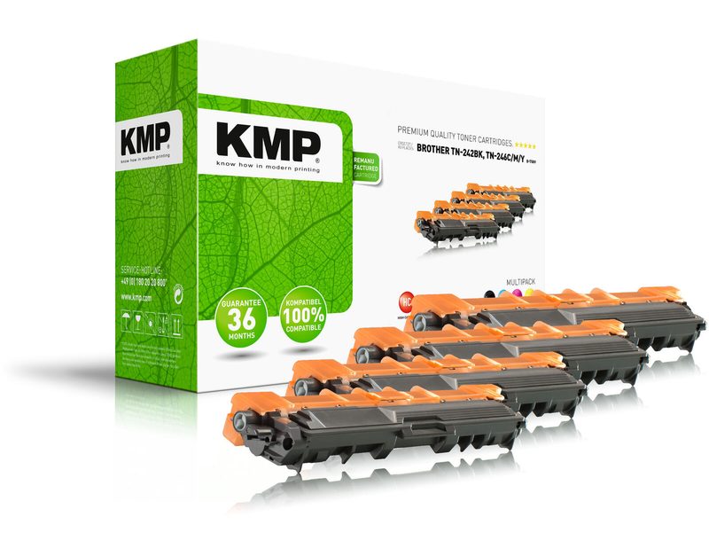 Cartouche de toner KMP B-T58V noir, cyan, magenta, jaune compatible avec brother TN-242BK/TN-246CMY, set 4x1