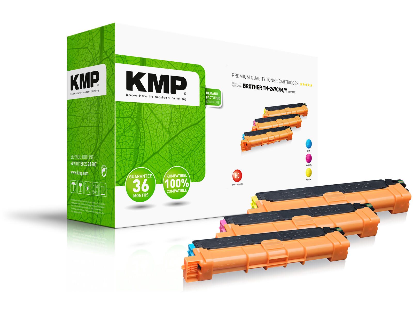 Toner KMP B-T125X cyan, magenta, jaune compatibles Brother TN-247C/M/Y, lot de 3