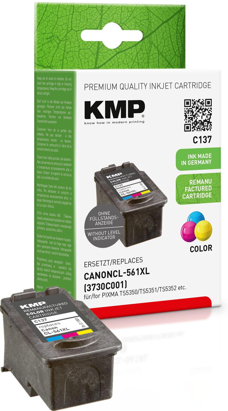 Cartouche d'encre KMP C137 couleur compatible avec Canon CL-561XL