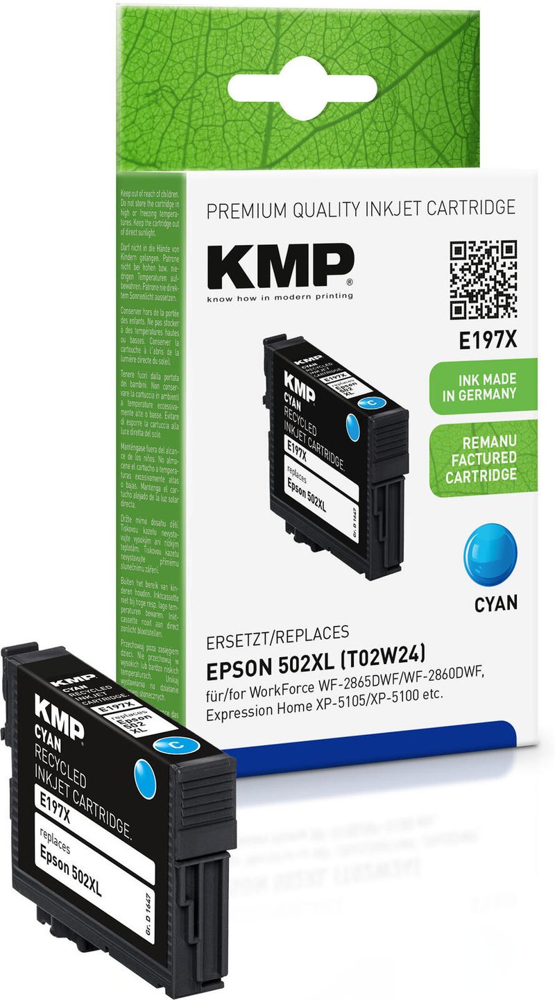 Cartouche d'encre KMP E197X cyan compatible avec EPSON 502XL (T02W24)