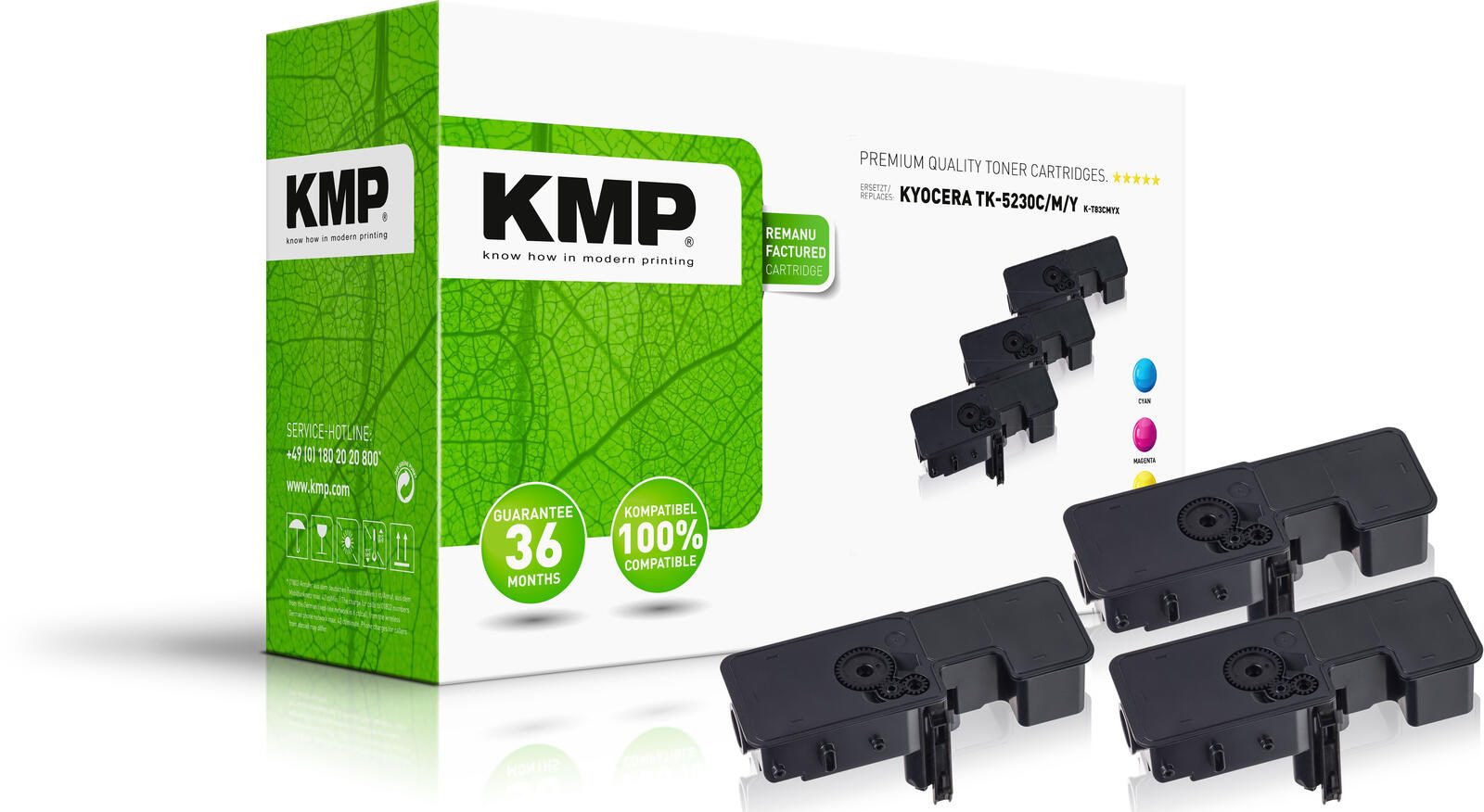 Toner KMP K-T83CMYX cyan, magenta, jaune compatible avec KYOCERA TK-5230C/M/Y, lot de 3 - 1 boîte = 3 pièces — lot de 3 pièces