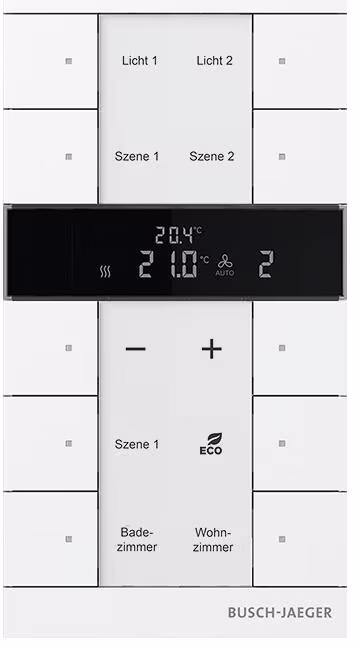 Busch-Jaeger SBR-F-10.0.11-84 Régulateur de température ambiante avec fonction de commande 10 touches Busch-Tenton®, Free@Home, blanc studio (2CKA006220A0889)